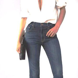 NWOT MOTHER DARK GRAY 'THE INSIDER CROP STEP FRAY-SECOND CHANCE' JEANS SIZE: 26